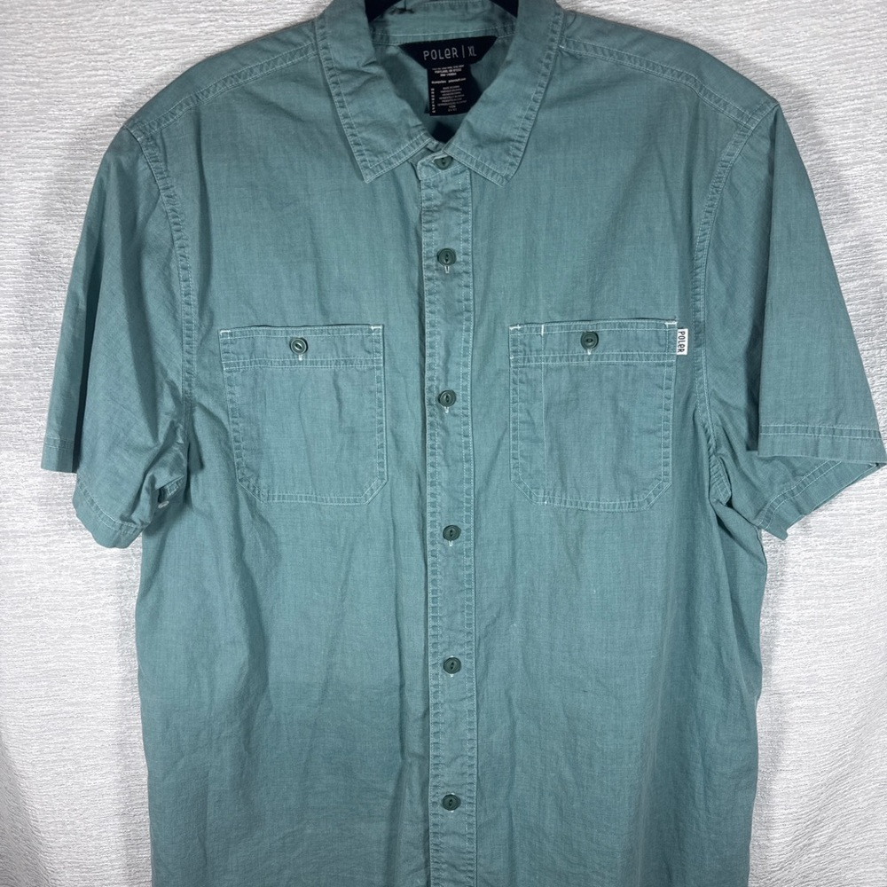 Poler Teal Casual Button Down Shirt